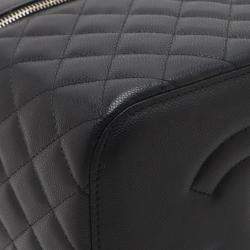 Pre Owned Chanel Black Medium CC Quilted  Caviar Vanity Case
