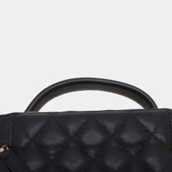 Pre Owned Chanel Black Medium CC Quilted  Caviar Vanity Case