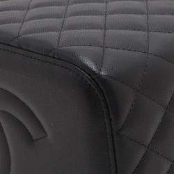 Pre Owned Chanel Black Medium CC Quilted  Caviar Vanity Case