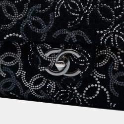 Pre Owned Chanel Black Paris-Shanghai Medium Tweed Strass Embellished Pudong Double Flap