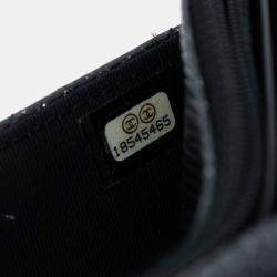 Pre Owned Chanel Black CC Quilted Glittered Calfskin Wallet On Chain