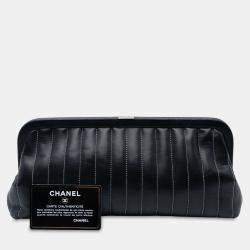 Pre Owned Chanel Black Quilted Lambskin Mademoiselle Ligne Clutch