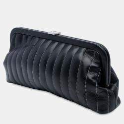 Pre Owned Chanel Black Quilted Lambskin Mademoiselle Ligne Clutch