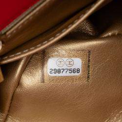 Pre Owned Chanel Red Mini Square Classic Lambskin Pearl Crush Single Flap