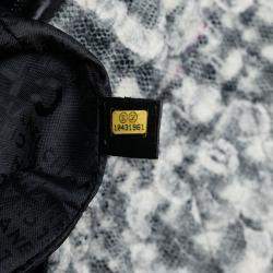 Pre Owned Chanel Black Tweed Camellia Chain Flap Shoulder Bag