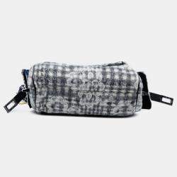 Pre Owned Chanel Black Tweed Camellia Chain Flap Shoulder Bag