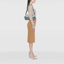 Pre Owned Chanel Black Tweed Camellia Chain Flap Shoulder Bag