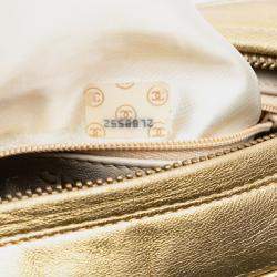 Pre Owned Chanel Gold Chevron Metallic Lambskin Tassel Chain Camera Bag