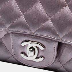 Pre Owned Chanel Pink Mini Rectangular Classic Iridescent Calfskin Single Flap