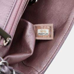 Pre Owned Chanel Pink Mini Rectangular Classic Iridescent Calfskin Single Flap