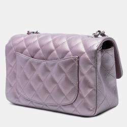 Pre Owned Chanel Pink Mini Rectangular Classic Iridescent Calfskin Single Flap