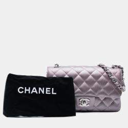 Pre Owned Chanel Pink Mini Rectangular Classic Iridescent Calfskin Single Flap