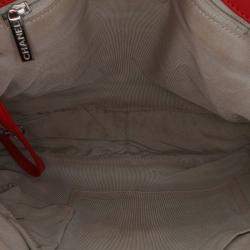 Pre Owned Chanel Red Maxi Washed Lambskin Chain Around Flap