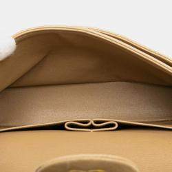 Pre Owned Chanel Beige Medium Classic Lambskin Double Flap