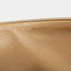 Pre Owned Chanel Beige Medium Classic Lambskin Double Flap