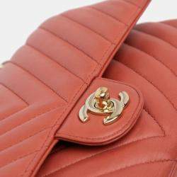 Pre Owned Chanel Medium Classic Chevron Lambskin Double Flap