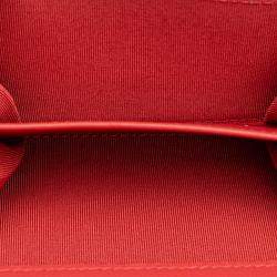 Pre Owned Chanel Red Quilted Lambskin Flap Card Holder on Chain