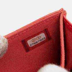 Pre Owned Chanel Red Quilted Lambskin Flap Card Holder on Chain
