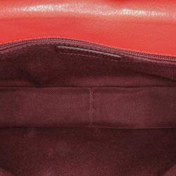 Pre Owned Chanel Red Small Quilted Goatskin Double Carry Waist Chain Flap
