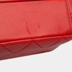 Pre Owned Chanel Red Small Quilted Goatskin Double Carry Waist Chain Flap