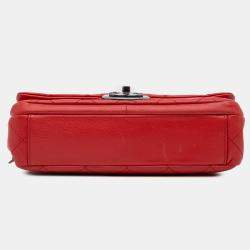 Pre Owned Chanel Red Small Quilted Goatskin Double Carry Waist Chain Flap