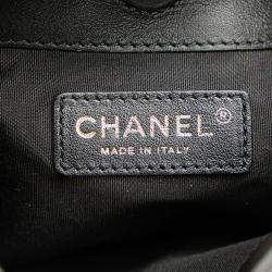 Pre Owned Chanel Black Quilted Calfskin Chain Flat Shoulder Bag