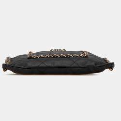 Pre Owned Chanel Black Quilted Calfskin Chain Flat Shoulder Bag