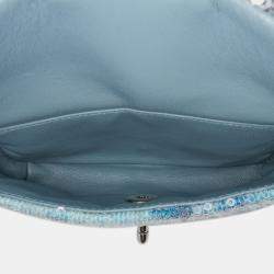 Pre Owned Chanel Blue Mini Sequins and Lambskin Waterfall Backpack