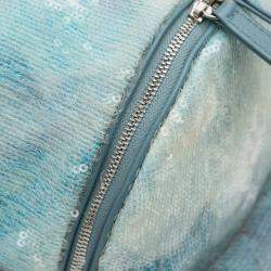 Pre Owned Chanel Blue Mini Sequins and Lambskin Waterfall Backpack