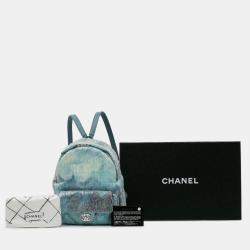 Pre Owned Chanel Blue Mini Sequins and Lambskin Waterfall Backpack