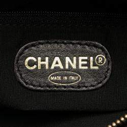Pre Owned Chanel Black CC Lambskin Tortoise Handle Tote