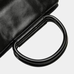 Pre Owned Chanel Black CC Lambskin Tortoise Handle Tote
