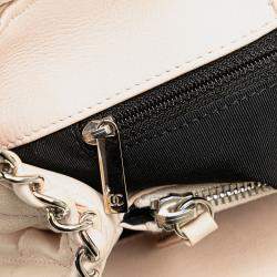 Pre Owned Chanel Beige Mini Quilted Lambskin Chain Me Tote