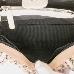 Pre Owned Chanel Beige Mini Quilted Lambskin Chain Me Tote