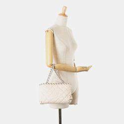 Pre Owned Chanel Beige Mini Quilted Lambskin Chain Me Tote