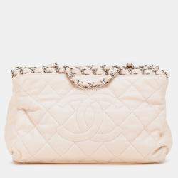 Pre Owned Chanel Beige Mini Quilted Lambskin Chain Me Tote