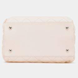 Pre Owned Chanel Beige Mini Quilted Lambskin Chain Me Tote