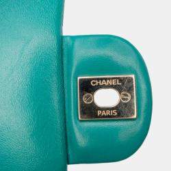 Pre Owned Chanel Blue Mini Rectangular Classic Lambskin Single Flap