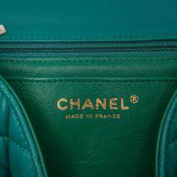 Pre Owned Chanel Blue Mini Rectangular Classic Lambskin Single Flap