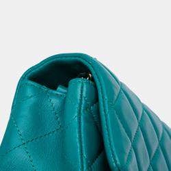 Pre Owned Chanel Blue Mini Rectangular Classic Lambskin Single Flap