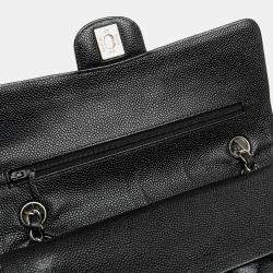 Pre Owned Chanel Black Medium Classic Caviar Double Flap