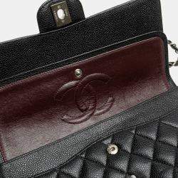 Pre Owned Chanel Black Medium Classic Caviar Double Flap