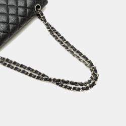 Pre Owned Chanel Black Medium Classic Caviar Double Flap