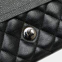 Pre Owned Chanel Black Medium Classic Caviar Double Flap