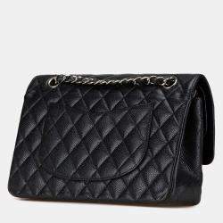 Pre Owned Chanel Black Medium Classic Caviar Double Flap