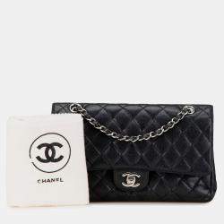Pre Owned Chanel Black Medium Classic Caviar Double Flap