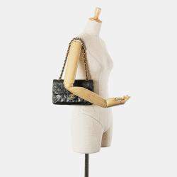 Pre Owned Chanel Black Small Classic Lambskin Double Flap