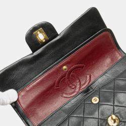 Pre Owned Chanel Black Small Classic Lambskin Double Flap