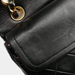 Pre Owned Chanel Black Small Classic Lambskin Double Flap