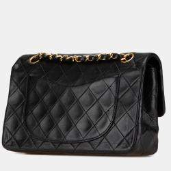 Pre Owned Chanel Black Small Classic Lambskin Double Flap